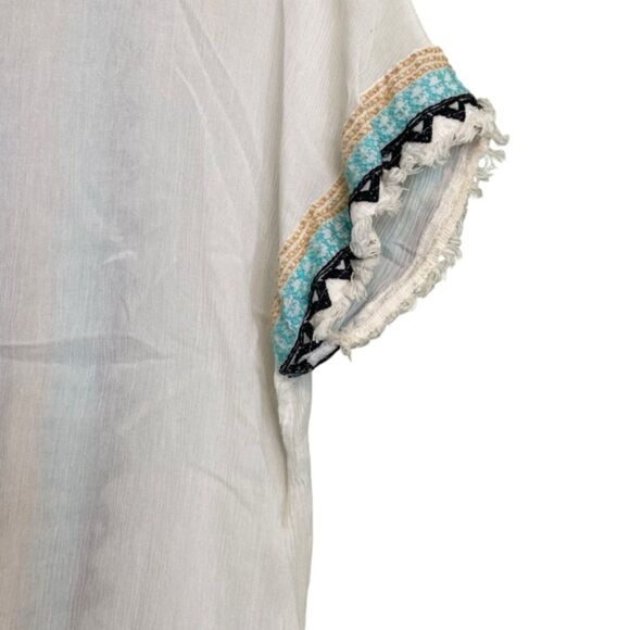 Democracy Threaded Detail Batwing Tassel Sleeve Blouse Top Small - Picture 8 of 8